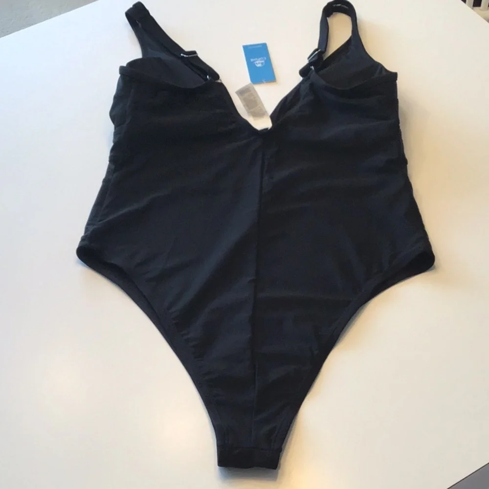 Cupshe Tummy Control Mesh Sheer V Neck Adjustable‎ Wide Straps Cheeky One Piece